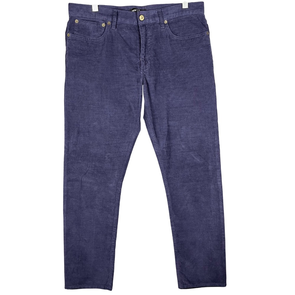 J.Crew Mercantile Corduroy Pants Mens 33x29 Navy Blue Slim Flex Fine Wale